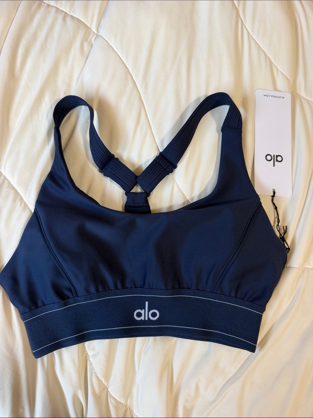 ALO Yoga Navy Airlift Suit Up Bra Small
